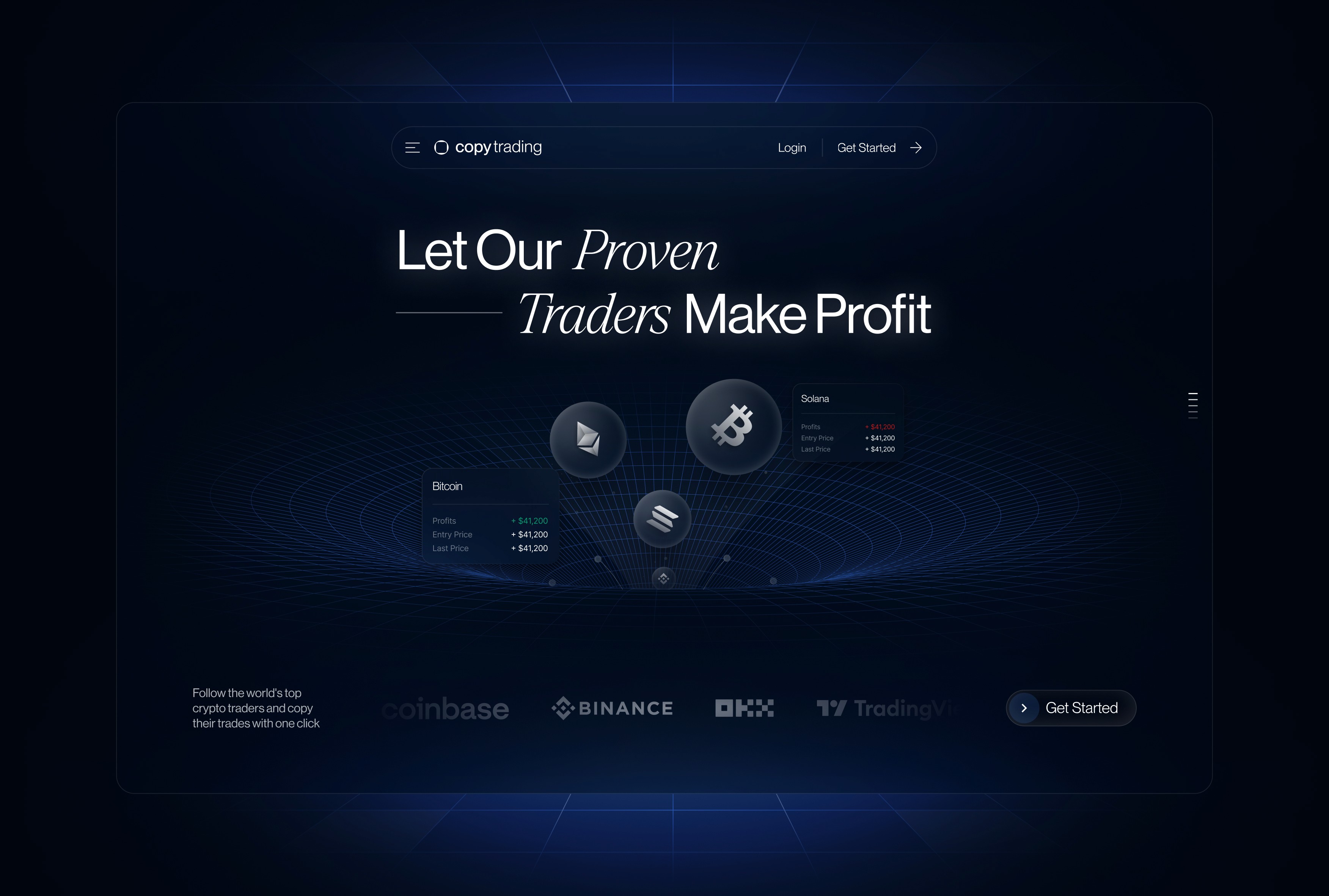 Copytrading — website screens