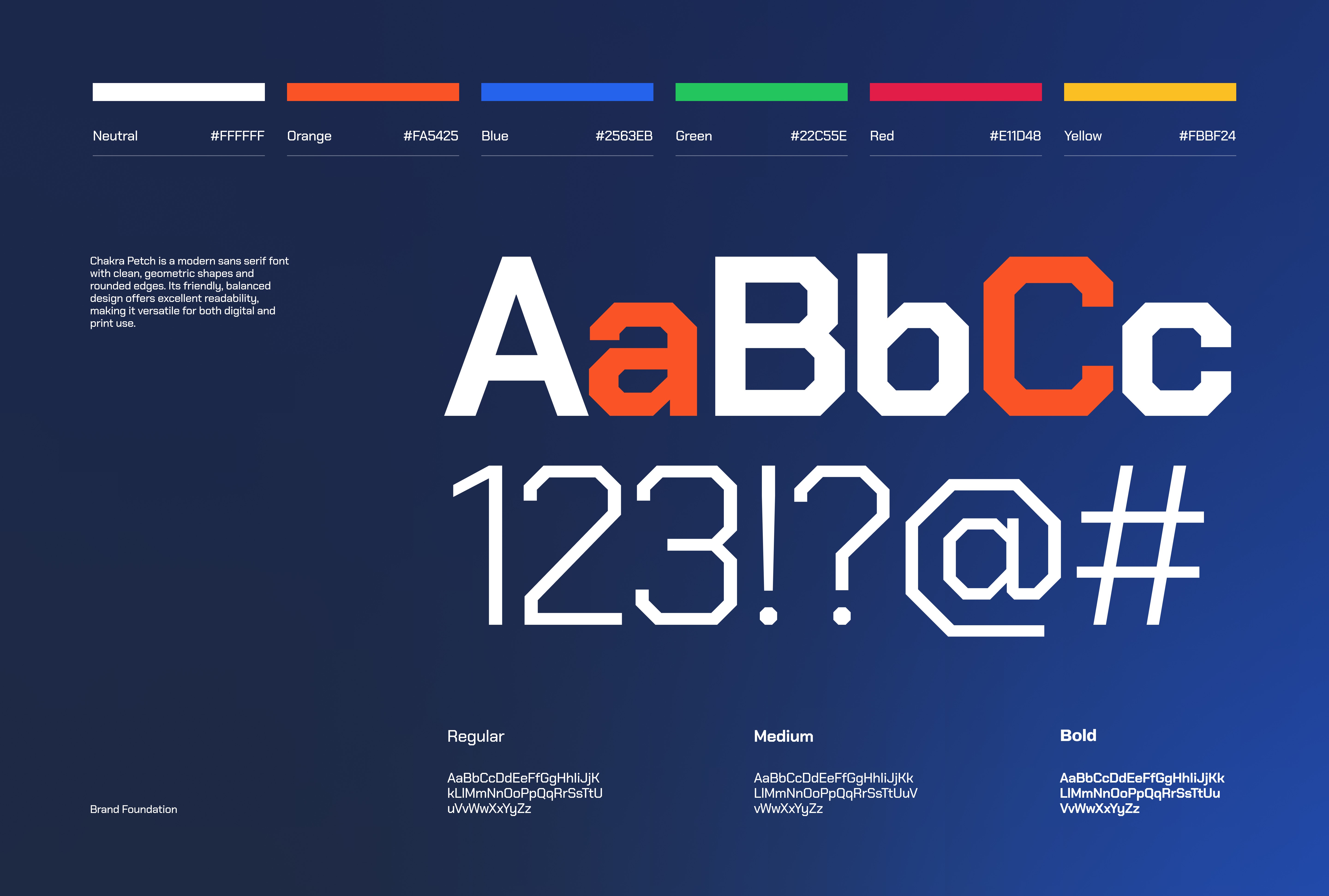 Mendora — palette and typography