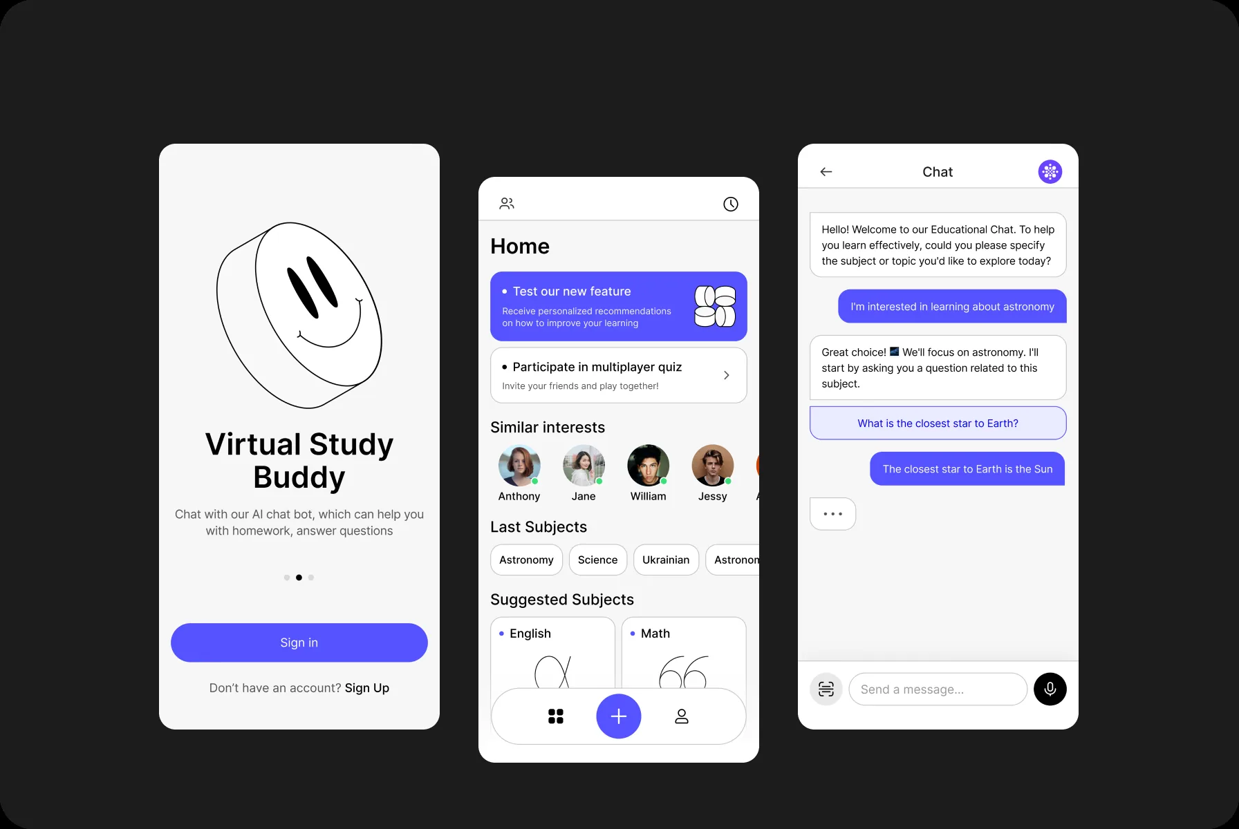 ASI — concept two: the same screens with a blue accent