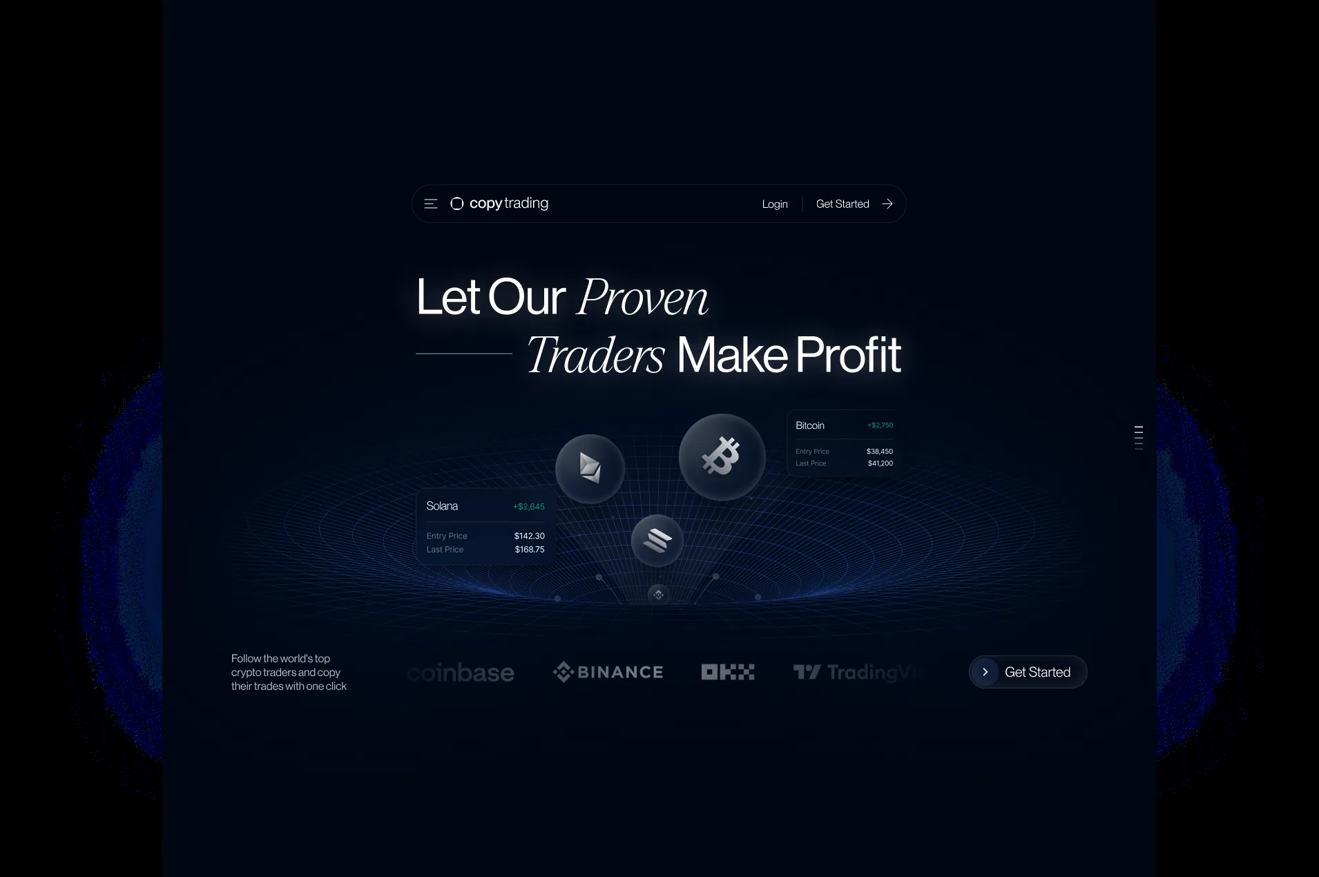 Copytrading landing page — hero screen